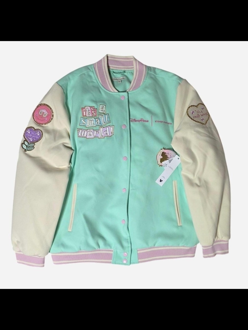Disney Parks Stoney Clover It’s A Small World Varsity Jacket Adult Size XL NWT